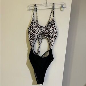Leopard Print Cutout Swimsuit